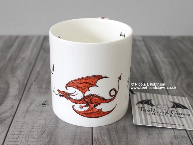 Red Flying Dragons - Fine Bone China Mug © Nicola L Robinson | Teeth and Claws