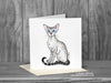 Snow leopard cat Greeting Card - Freya 'Katzenworld' © Nicola L Robinson | Teeth and Claws
