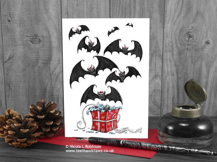 Bats Christmas Card - Gothic gift © Nicola L Robinson | Teeth and Claws