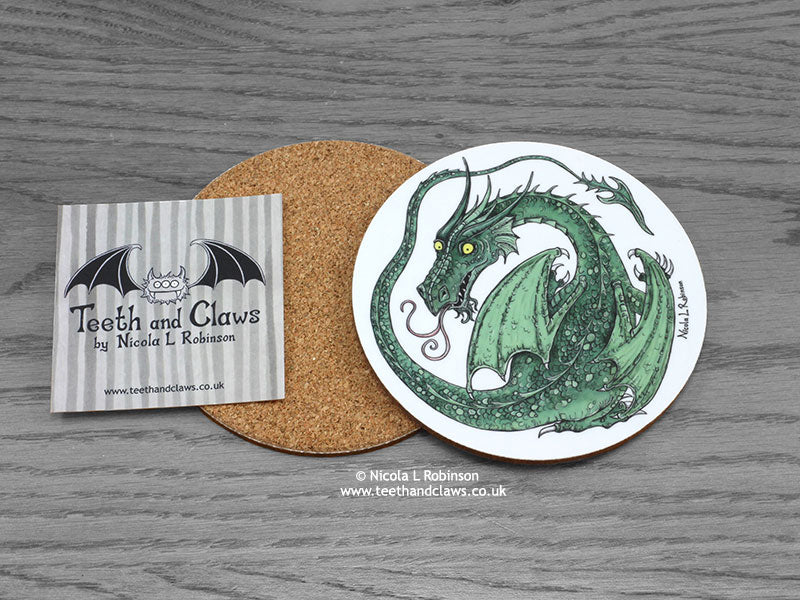 Dragon Coaster - Green Dragon - Dragon gift © Nicola L Robinson | Teeth and Claws www.teethandclaws.co.uk