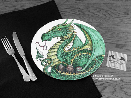 Green dragon place mat © Nicola L Robinson | www.teethandclaws.co.uk