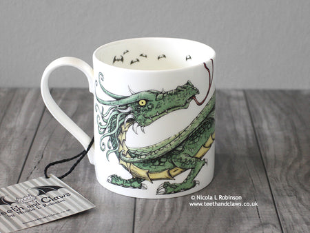 Green Dragon Mug - English Fine Bone China © Nicola L Robinson | Teeth and Claws