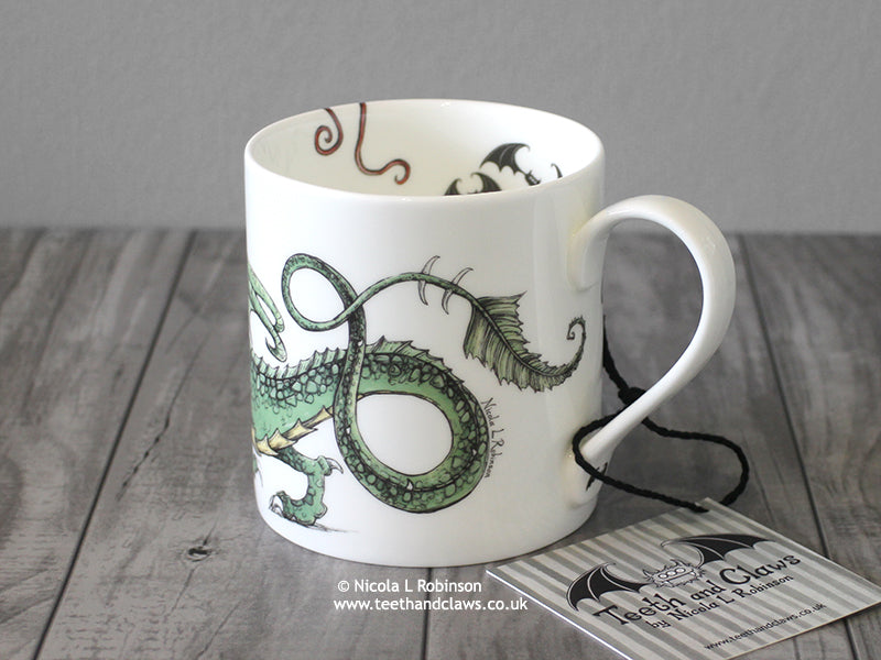 Green Dragon Mug - English Fine Bone China © Nicola L Robinson | Teeth and Claws