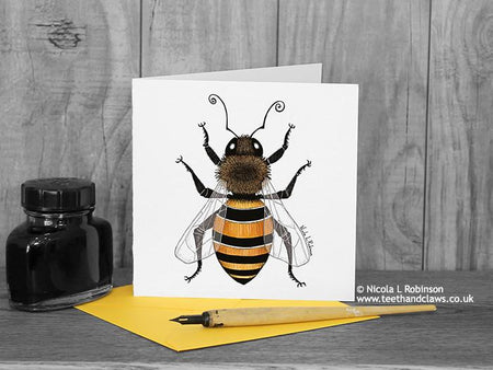 Bee Themed Birthday Card For Women - Beautiful Wildlife Art Painting Design For Sister, Friend, Mother