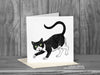Black and white Cat Greeting Card - Oliver 'Katzenworld' © Nicola L Robinson | Teeth and Claws