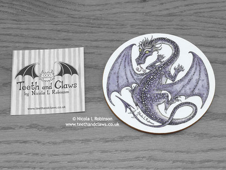 Dragon Coaster - Purple Dragon Gothic © Nicola L Robinson | Teeth and Claws www.teethandclaws.co.uk