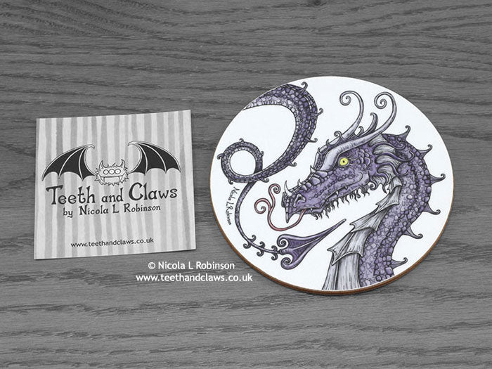 Dragon Coaster - Purple Serpent Dragon © Nicola L Robinson | Teeth and Claws www.teethandclaws.co.uk
