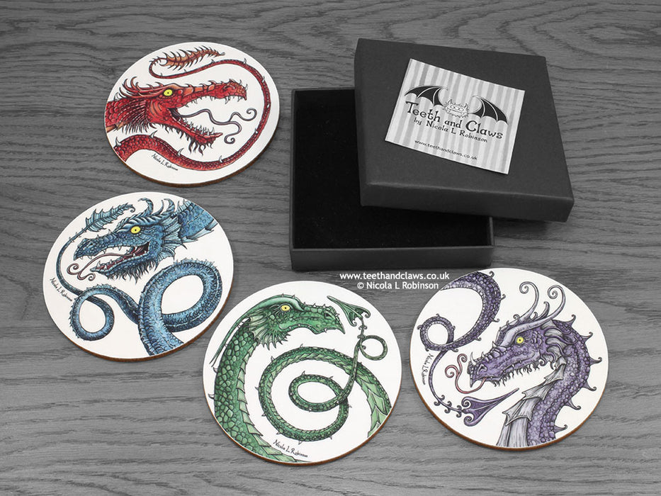 Dragon Coasters, dragon home gift © Nicola L Robinson | Teeth and Claws www.teethandclaws.co.uk