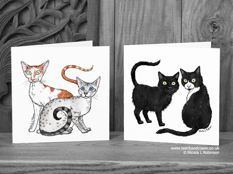 Two Katzenworld Cats Cat Cards © Nicola L Robinson | Teeth and Claws