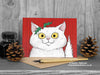 Cat Christmas Card - White Persian Cat © Nicola L Robinson | Teeth and Claws