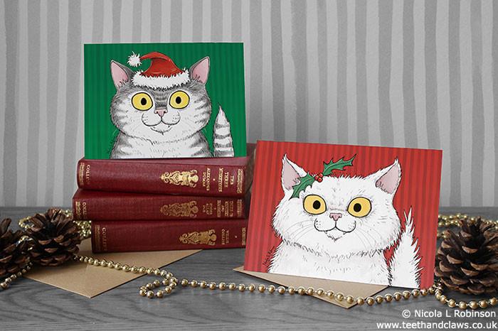 Cat Christmas Cards - Set of 6 © Nicola L Robinson | Teeth and Claws