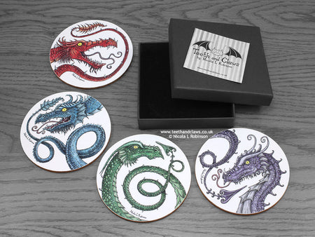 Dragon Drink Coasters Serpents © Nicola L Robinson www.teethandclaws.co.uk Gift Barware